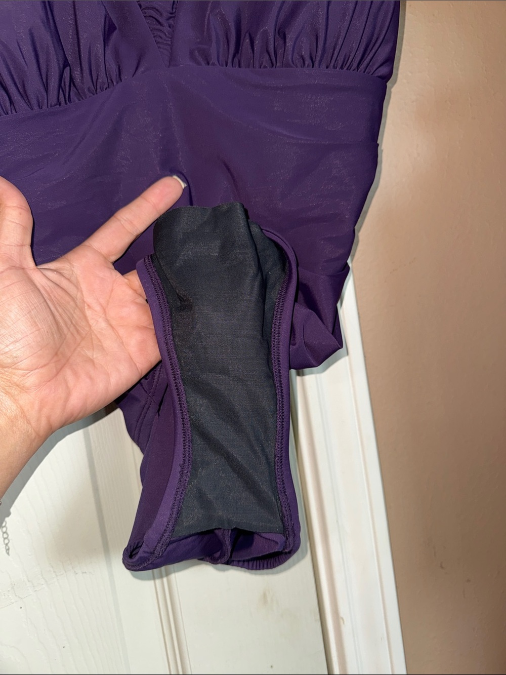Lands' End Deep Purple V-Neck Ruched One-Piece Swimsuit - Picture 6 of 10